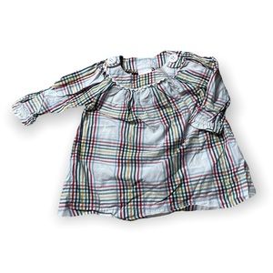 Hanna Andersson Baby 3-6 Months Plaid Long Sleeve Blouse White Red Yellow Green
